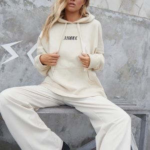 Motel Rocks Hoody in Stone with Angel Embroidery
